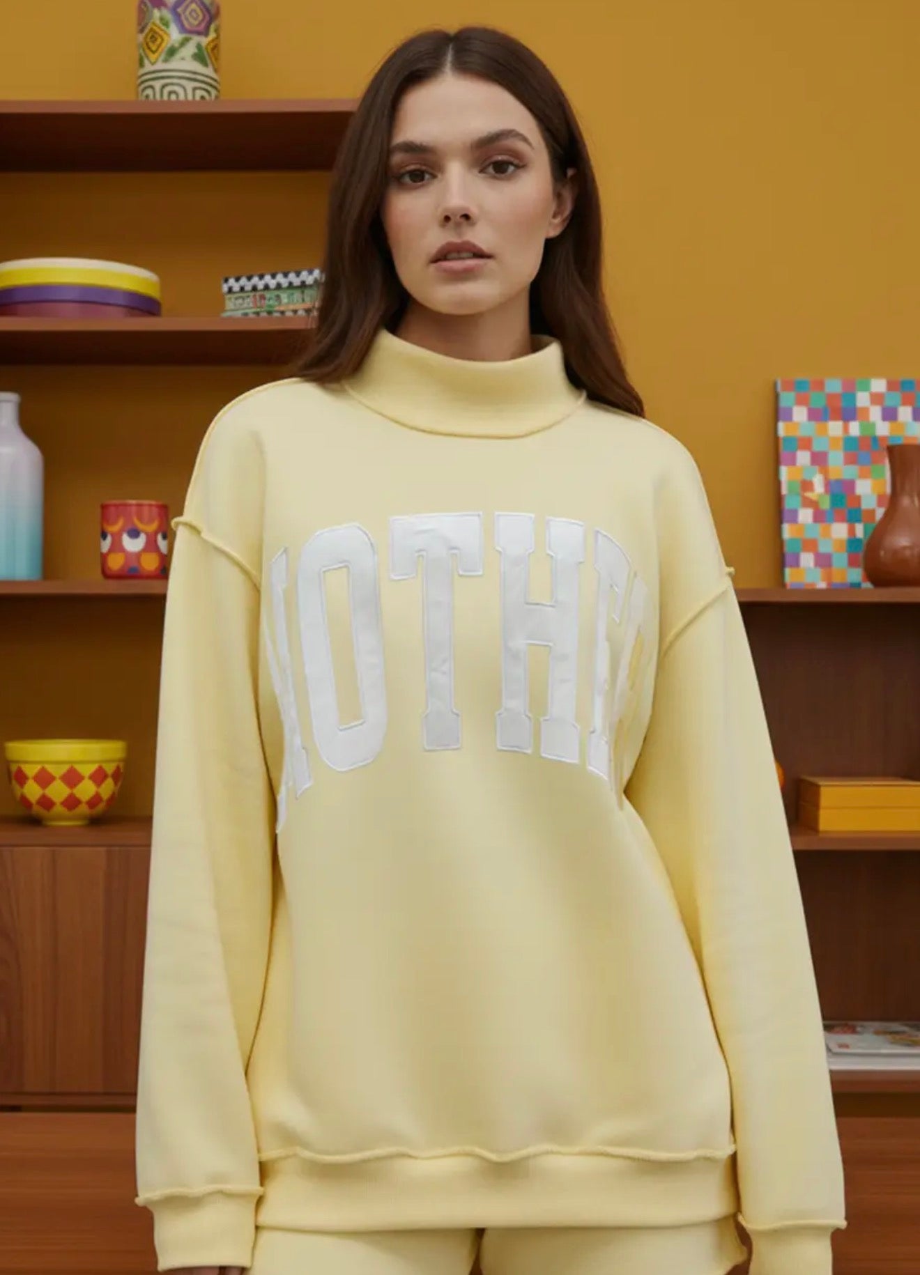 bucketlist yellow mother or auntie mock neck