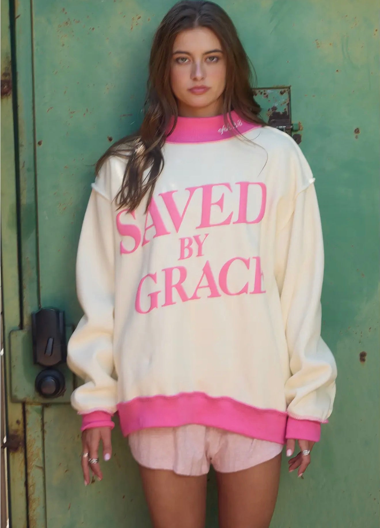 bucketlist puff saved by grace mockneck in 2 colors