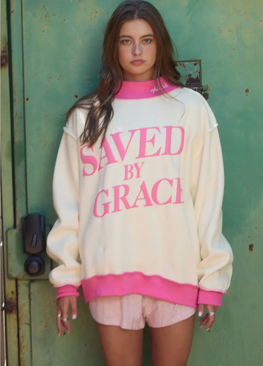 bucketlist puff saved by grace mockneck in 2 colors