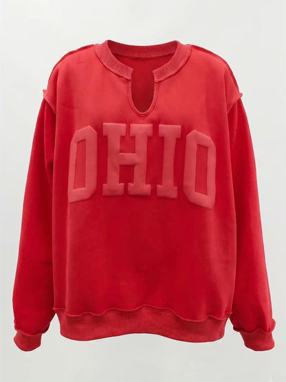 bucketlist ohio embossed print notch sweatshirt