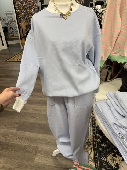 mock neck blue striped set (sold separately)