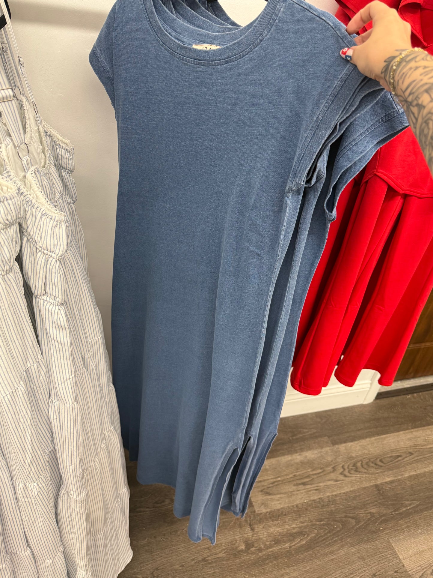 maxi tshirt blue dress