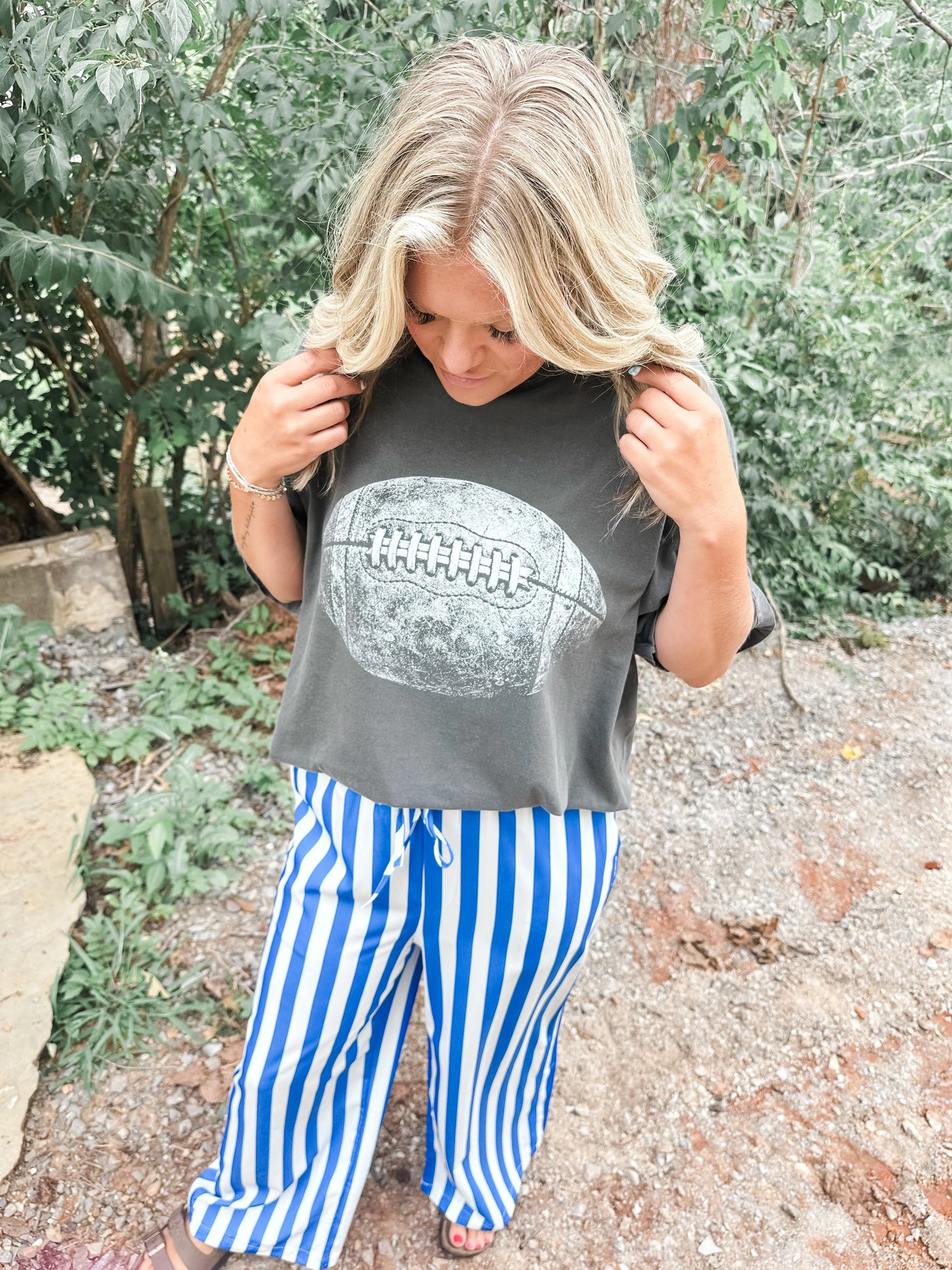 Royal Blue and White Striped Pants PREORDER