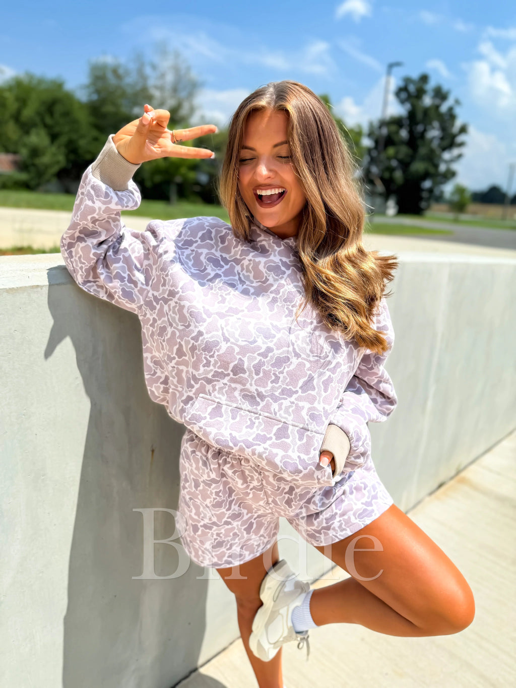 BIRDIE Let's Be Happy Duck Camo Hoodie