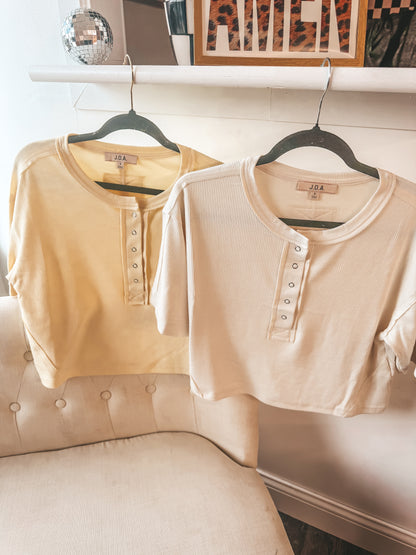 henley button down tops in 2 colors