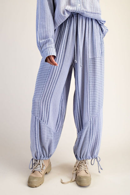 preorder-STRIPE MIX WASHED LINEN PANTS—reg and curvy