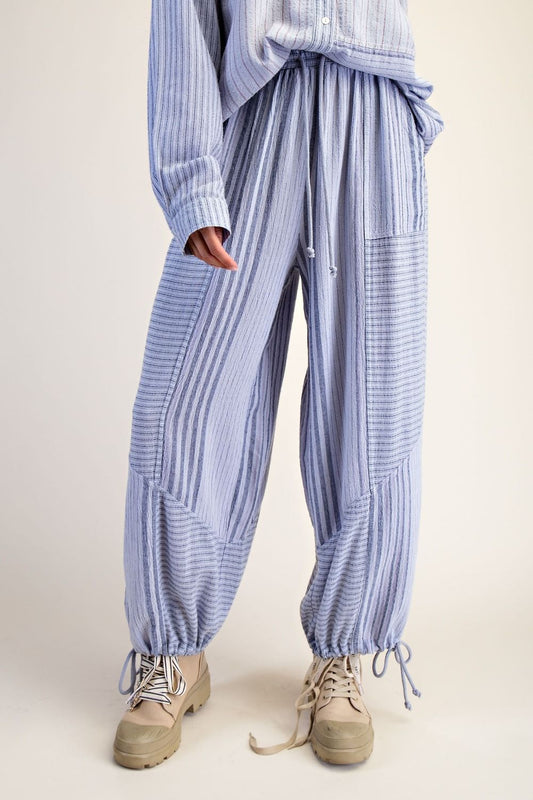 preorder-STRIPE MIX WASHED LINEN PANTS—reg and curvy