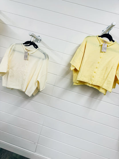 short sleeve button up spring sweaters in 2 colors RESTOCK