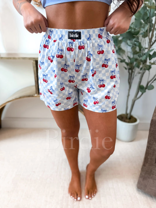birdie cherry checkered boxer shorts (1 small left)