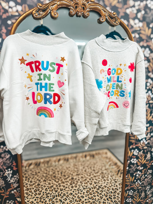reversible mock neck-trust in the lord/God will open doors
