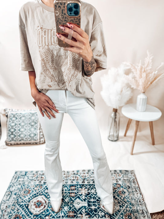 white soft & stretchy flares