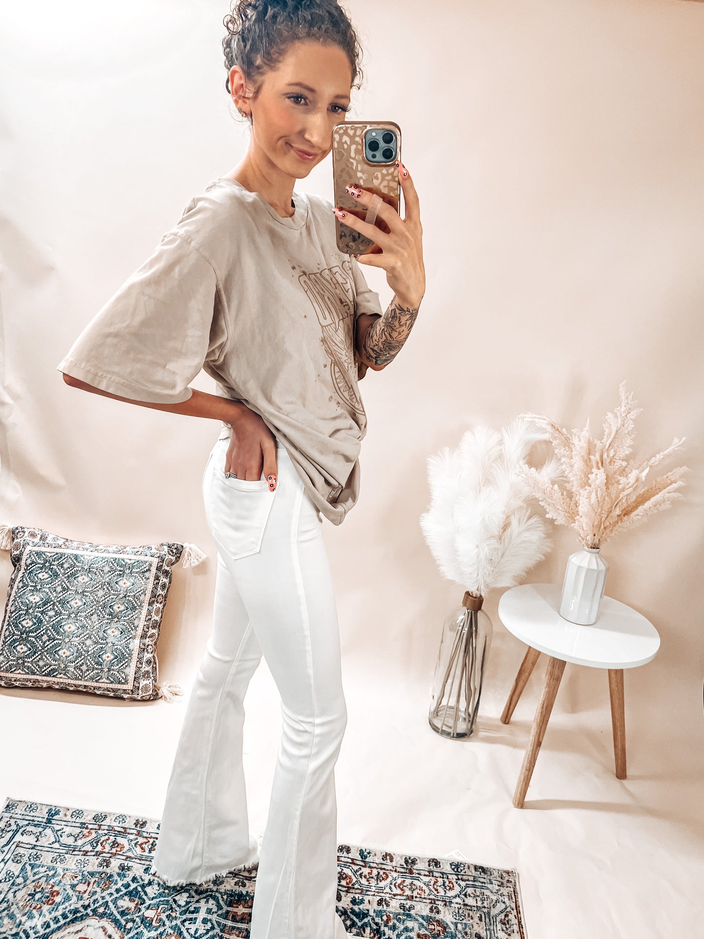 white soft & stretchy flares